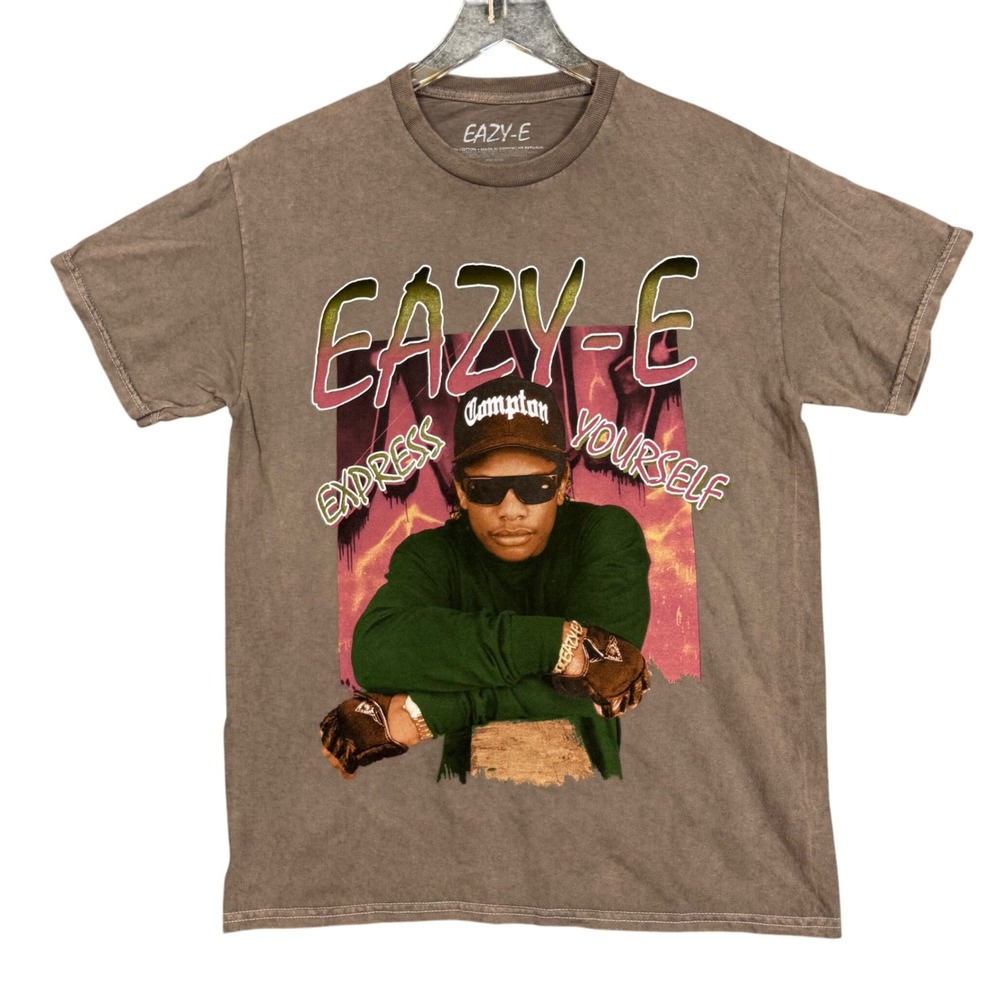 Eazy-E T Shirt Mens Medium Brown Express Yourself Compton Rap‎ Hip Hop Graphic